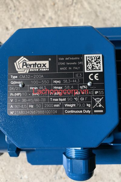 Máy bơm nước Pentax CM32-200A công suất 10HP (7.5kW)