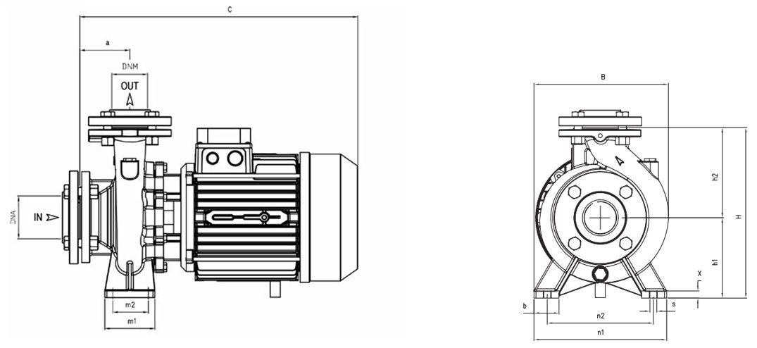 Kích thước máy bơm nước Pentax CM32-160A