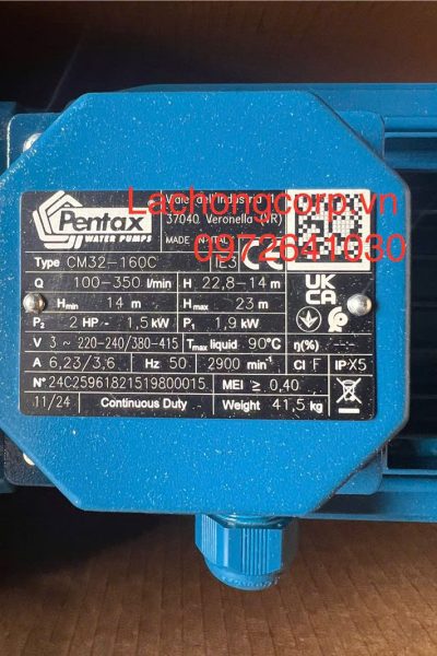 Alternative view of Máy bơm nước Pentax CM32-160C công suất 2HP (1.5kW)