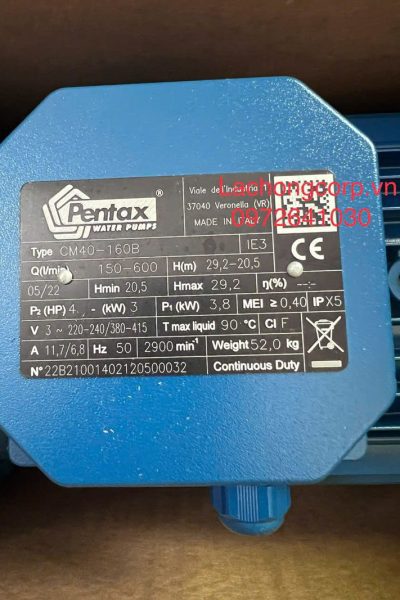 Alternative view of Máy bơm nước Pentax CM40-160B công suất 4HP (3kW)
