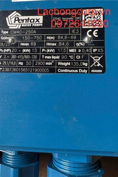 Alternative view of Máy bơm nước Pentax CM40-250A công suất 20HP (15kW)