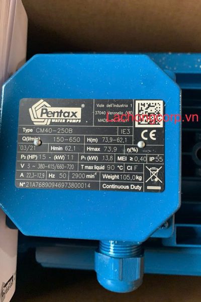 Alternative view of Máy bơm nước Pentax CM40-250B công suất 15HP (11kW)