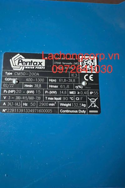 Alternative view of Máy bơm nước Pentax CM50-200A công suất 20HP (15kW)