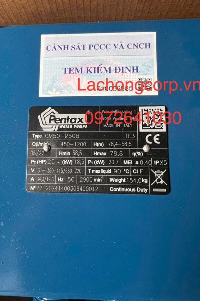 Alternative view of Máy bơm nước Pentax CM50-250B công suất 25HP (18.5kW)