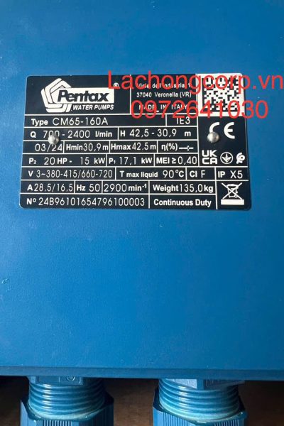 Alternative view of Máy bơm nước Pentax CM65-160A công suất 20HP (15kW)