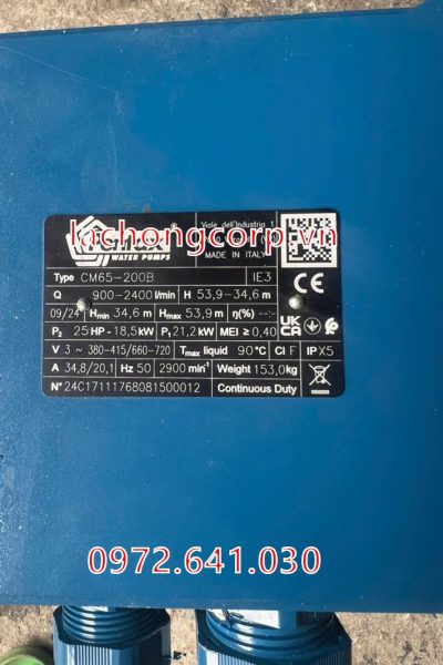 Alternative view of Máy bơm nước Pentax CM65-200B công suất 25HP (18.5kW)