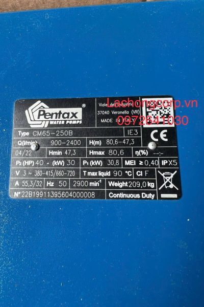 Alternative view of Máy bơm nước Pentax CM65-250B công suất 40HP (30kW)
