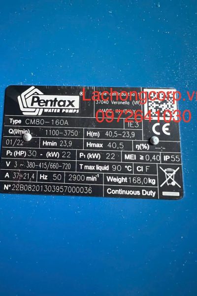 Alternative view of Máy bơm nước Pentax CM80-160A công suất 30HP (22.5kW)