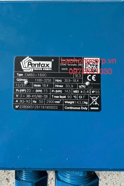 Alternative view of Máy bơm nước Pentax CM80-160C công suất 20HP (15kW)