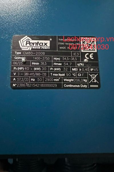 Alternative view of Máy bơm nước Pentax CM80-200B công suất 40HP (30kW)