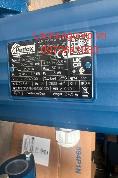 Alternative view of Máy bơm tăng áp trục đứng Pentax U5V-200/7T 2HP (1.5kW)