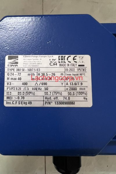 Máy bơm nước Ebara 3M50-160/7.5