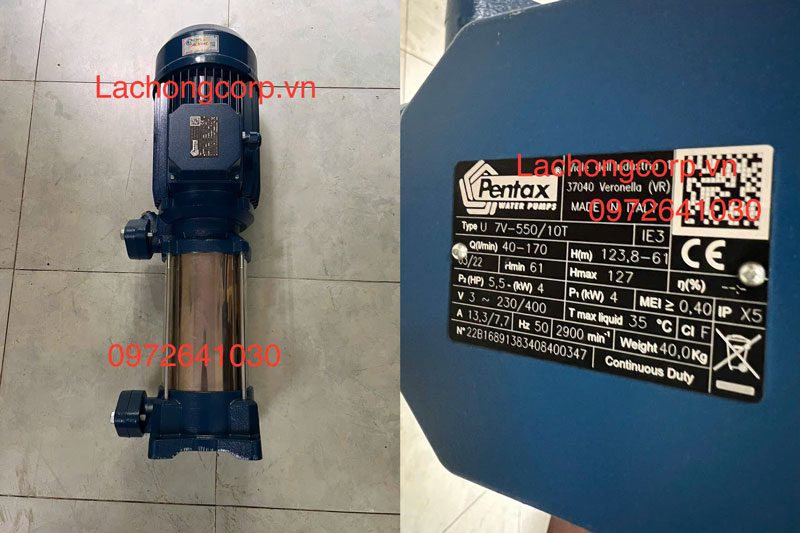 Máy bơm tăng áp trục đứng Pentax U7V-550/10T Máy bơm tăng áp trục đứng Pentax U7V-550/10T