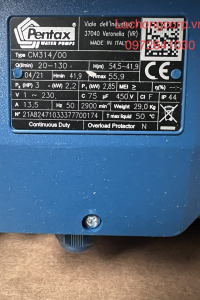 Máy bơm nước dân dụng Pentax CM314/00 3HP (2.2kW)
