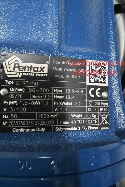 Alternative view of Máy bơm chìm nước thải cánh cắt Pentax DTRT 150