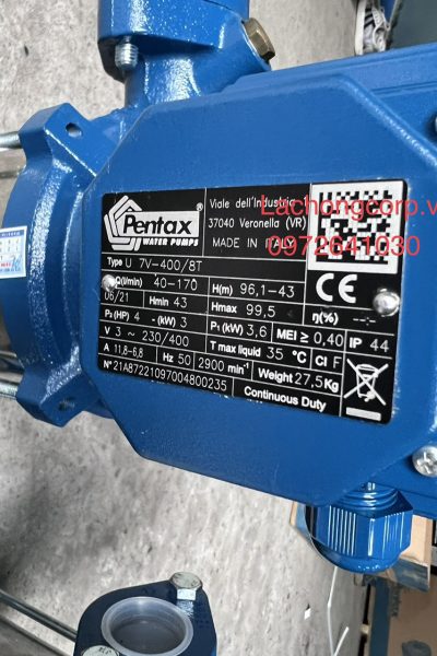 Máy bơm tăng áp trục đứng Pentax U7SV-400/8T (Cánh Inox)