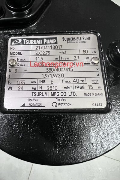 Bơm chìm nước thải Tsurumi 50C2.75