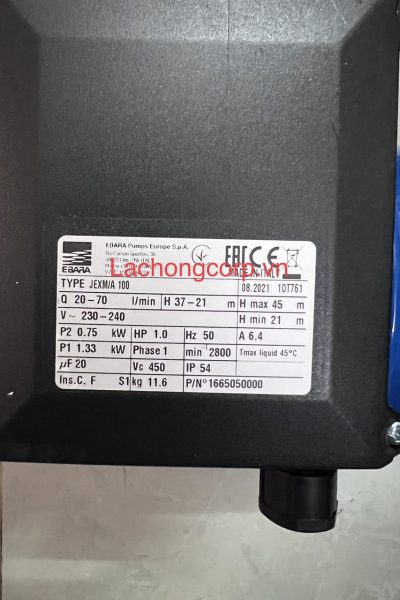 Alternative view of Bơm tự mồi Ebara JEXM/A 100