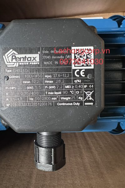Bơm lưu lượng Pentax CHT210 công suất 2HP (1.5kW)
