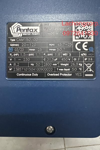 Máy bơm nước Pentax CAM 150/00 2HP (1.5kW)