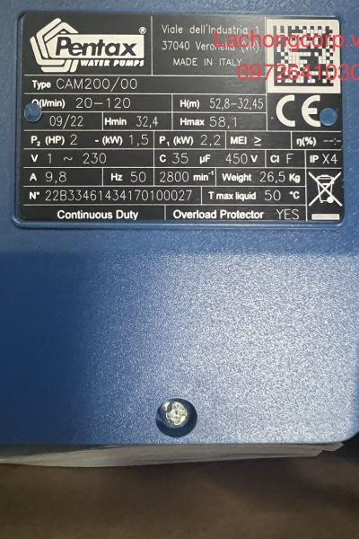 Alternative view of Máy bơm nước Pentax CAM 200/00 2.5HP (1.85kW)