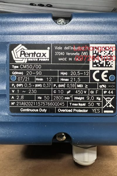 Máy bơm nước dân dụng Pentax CM50/00 0.37 KW (0.5 HP)