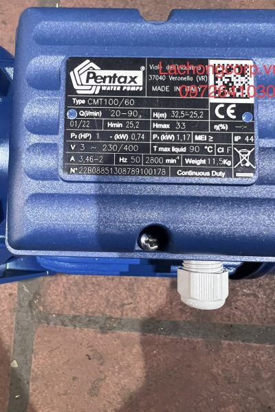 Máy bơm nước dân dụng Pentax CMT100/60 1HP (0.74kW)