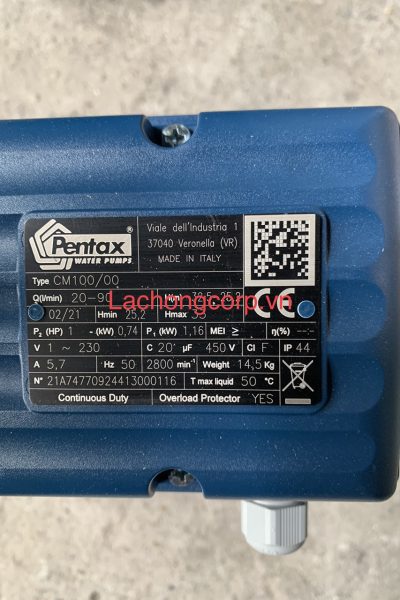 Máy bơm nước dân dụng Pentax CM100/00 1HP (0.74kW)
