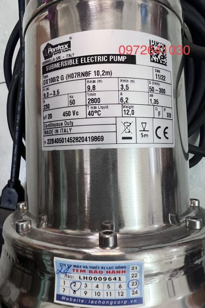 Máy bơm chìm nước thải Pentax DX100/2 G