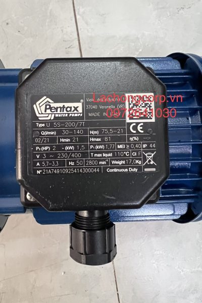 Máy bơm tăng áp trục ngang Pentax U5S-200/7T