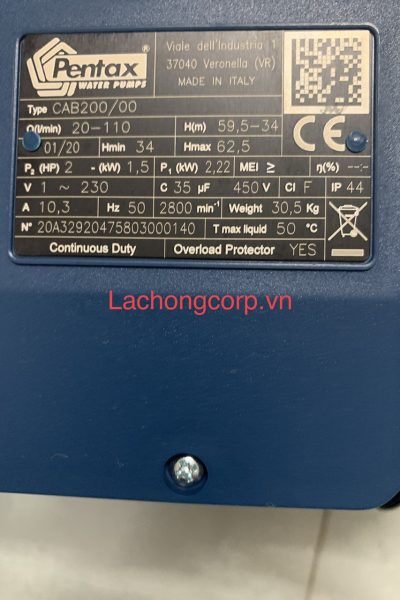 Alternative view of Máy bơm nước gia đình Pentax CAB 200/00 2.5HP (1.85kW)
