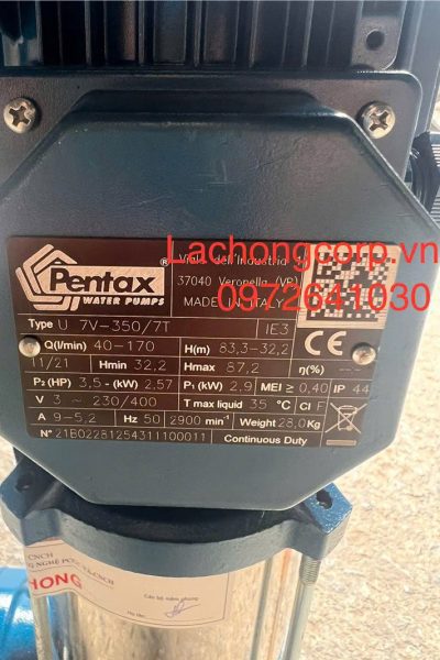 Alternative view of Máy bơm tăng áp trục đứng Pentax U7V-350/7T 3.5HP (2.57kW)