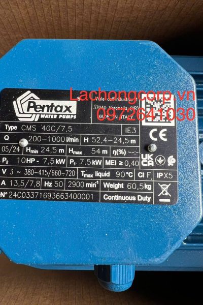 Máy bơm nước Pentax CMS40C/7.5 công suất 10 HP, 7.5 kW