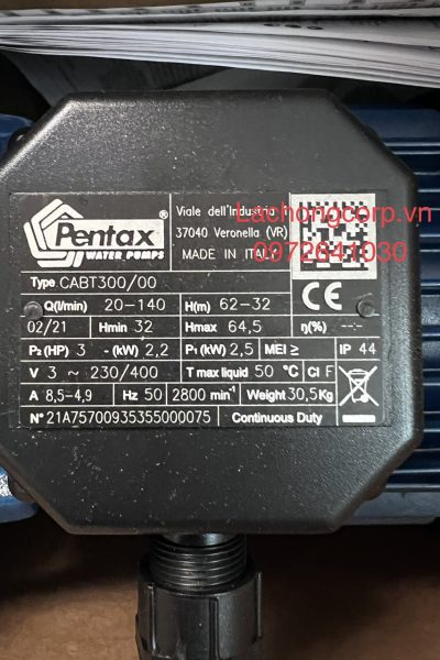 Máy bơm nước Pentax CABT 300/00 3HP (2.2kW)