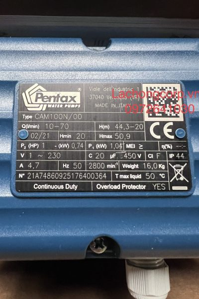 Máy bơm nước Pentax CAM 100N/00 1HP (0.74kW)
