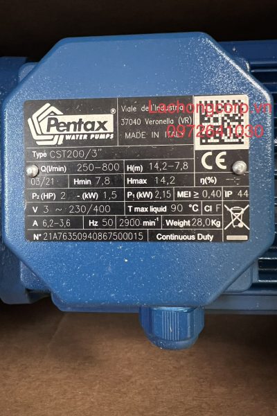 Alternative view of Bơm lưu lượng Pentax CST200/3 công suất 2HP (1.5kW)