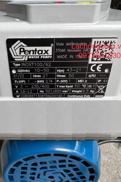 Máy bơm nước Pentax INOXT100/62