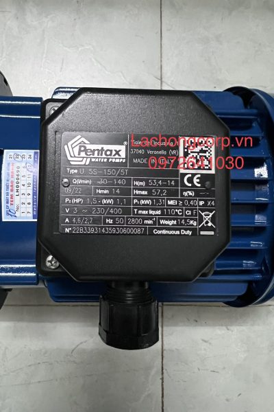 Máy bơm tăng áp trục ngang Pentax U5S-150/5T
