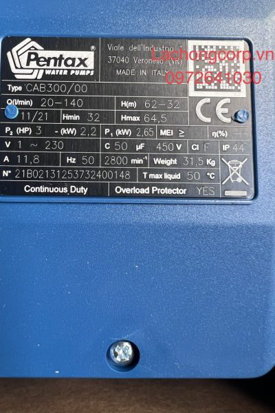 Máy bơm nước Pentax CAB 300/00 3HP (2.2kW)