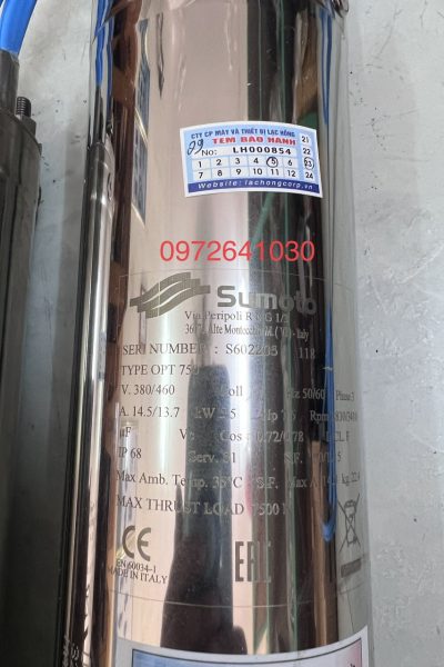 Bơm chìm giếng khoan Pentax 4 inch dòng Sumoto model OPT750