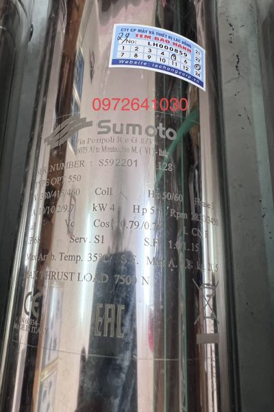 Alternative view of Bơm chìm giếng khoan Pentax 4 inch dòng Sumoto model OPT550