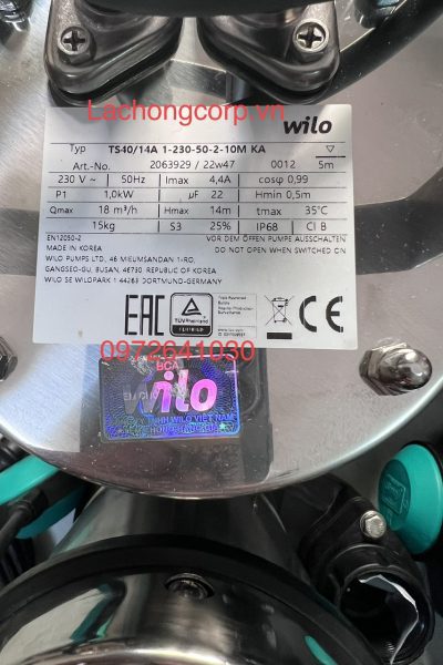 Máy bơm chìm nước thải WilO TS 40-14A( PD-A 751EA)