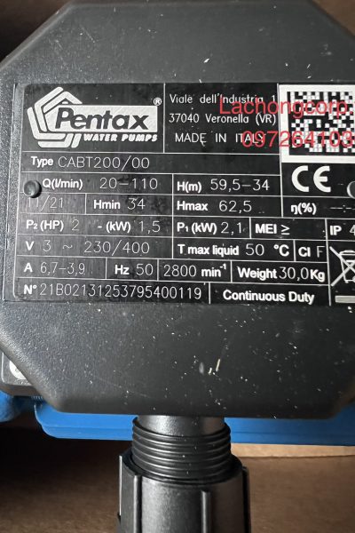 Máy bơm nước Pentax CABT 200/00 2.5HP (1.85kW)