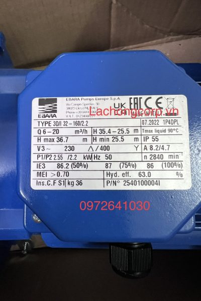 Máy bơm nước Ebara 3D/I 32-160/2.2
