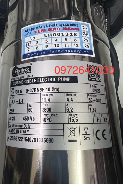 Máy bơm chìm nước thải Pentax DH100G