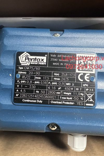 Alternative view of Máy bơm nước dân dụng Pentax CM75/60 0.8HP (0.59kW)
