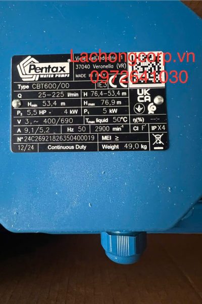 Alternative view of Máy bơm nước Pentax CBT600/00 công suất 5.5HP (4kW)