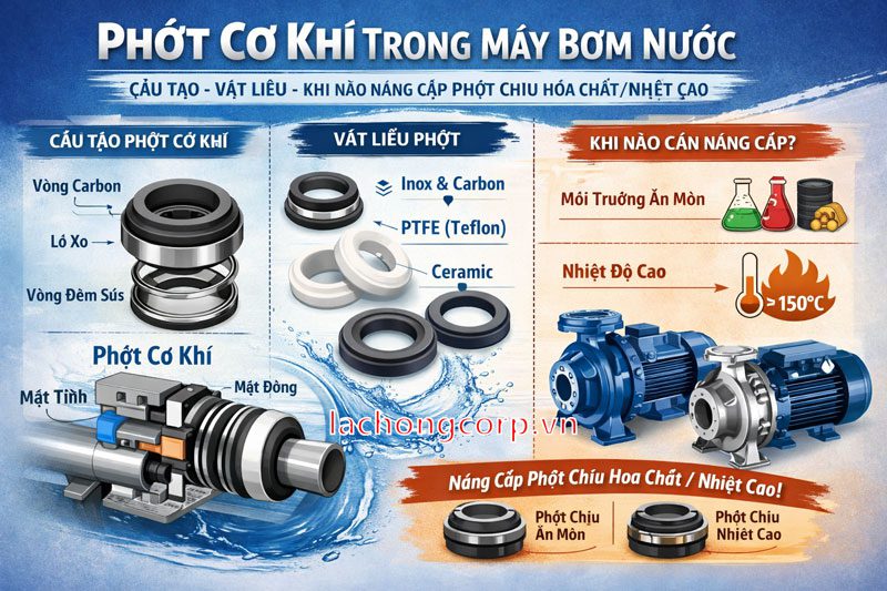 Phớt cơ khí trong máy bơm nước: cấu tạo, vật liệu, khi nào cần nâng cấp phớt chịu hóa chất/nhiệt cao