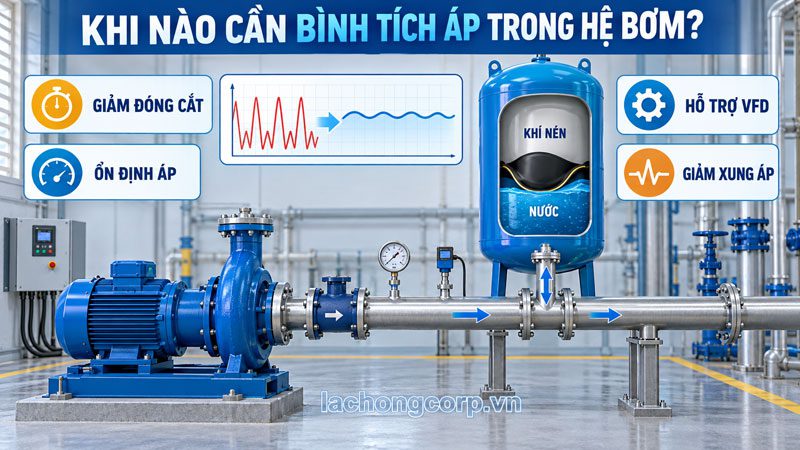Khi nào cần bình tích áp trong hệ bơm? Khi nào cần bình tích áp trong hệ bơm?